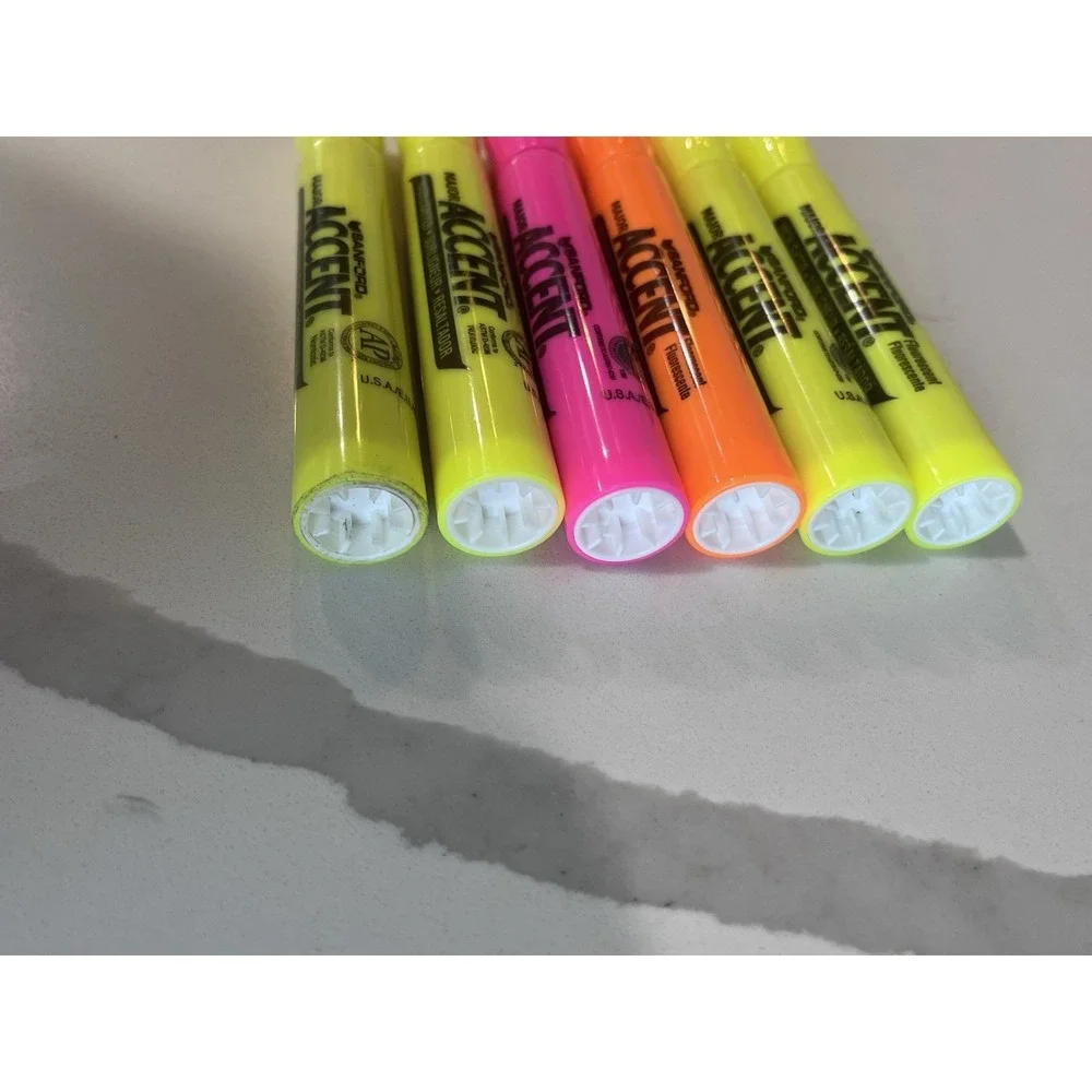 Vintage Sanford Major Accent Highlighters Set Broad Point Pink  Yellow Orange